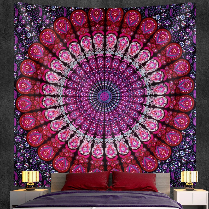 Afralia™ Vintage Gradient Mandala Tapestry: Hippie Bohemian Decor Sheet & Yoga Mat