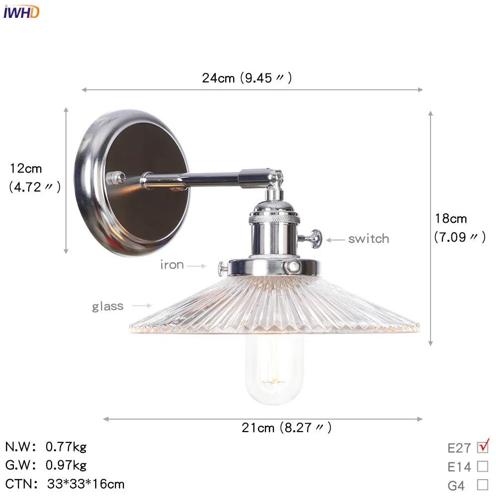Afralia™ Modern Amber Glass Ball LED Wall Lamp for Home Bedroom Stair Mirror