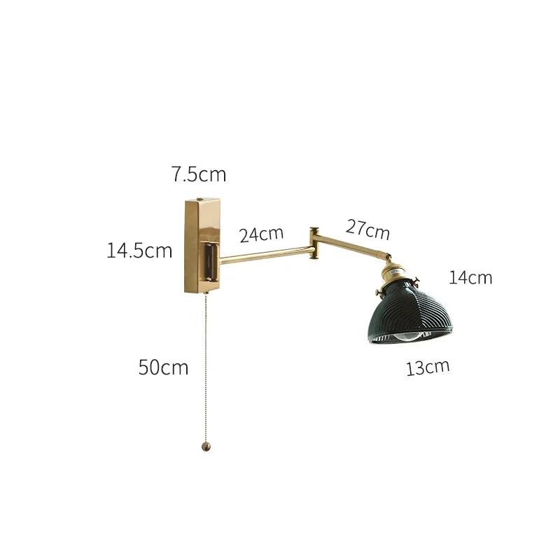 Afralia™ Swing Arm Wall Lamp with Pull Chain Switch, Rotate Ceramic Lampshade, LED Mirror Light