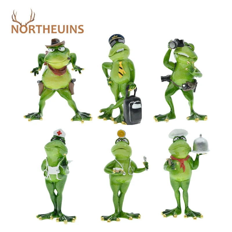 Afralia™ Nordic Frog Anthropomorphic Resin Figurine for Stylish Room Decor