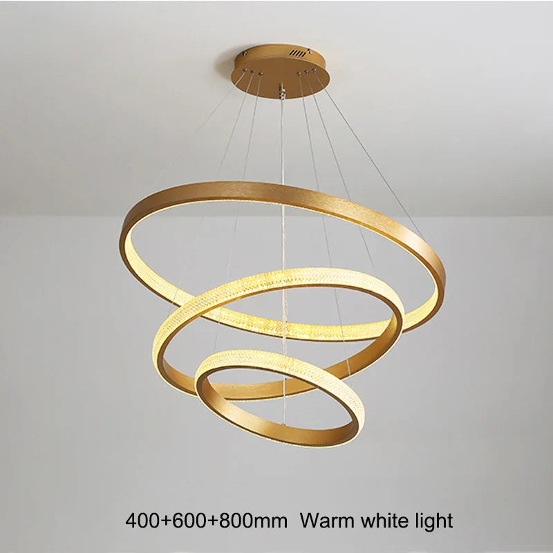 Afralia™ Gold Circle Chandelier Creative LED Lighting Modern Indoor Fixtures