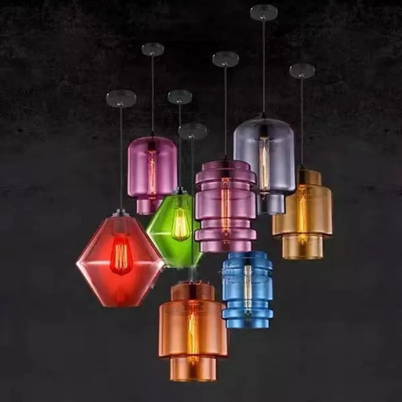 Afralia™ Geometric Glass Pendant Light Collection: Modern Crystalline Pendant Series