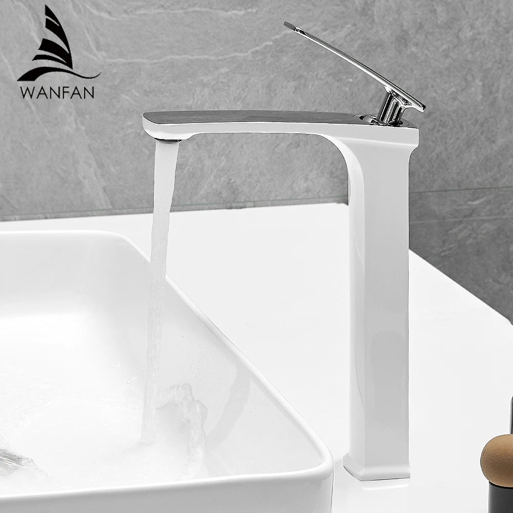 Afralia™ White Basin Faucet with Hot and Cold Mixer Tap for Bathroom