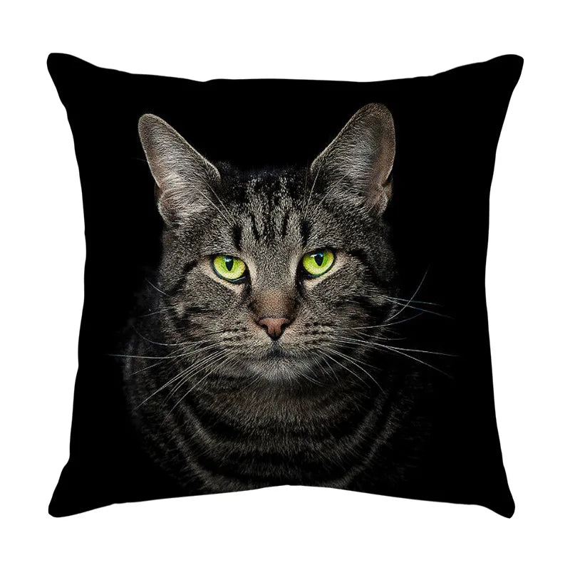 Afralia™ Cute Cat Sofa Cotton Linen Cushion Cover Pillowcase Home Decor Pillow