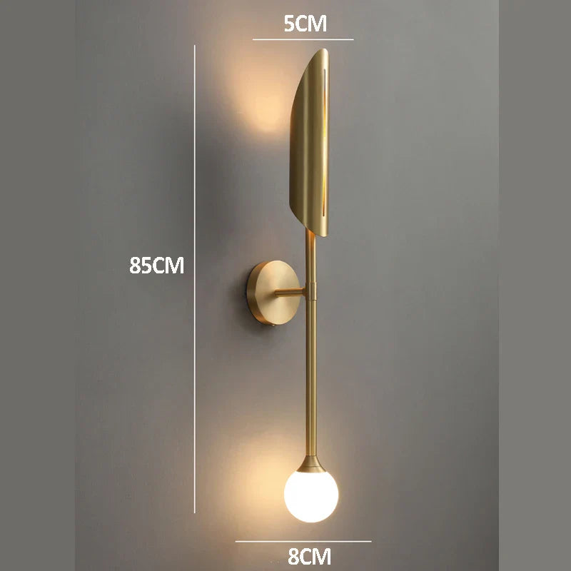 Afralia™ Golden Metal Glass Wall Lamp | Up Down Sconce Spotlight for Bedroom and Living Room