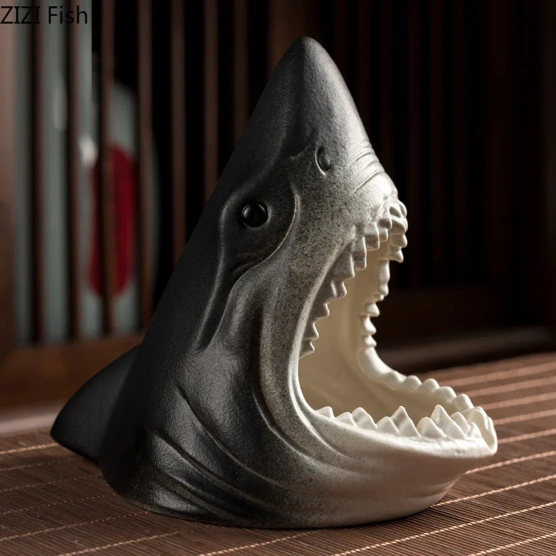 Afralia™ Creative Shark Storage Ashtray for Home and Office Decoration