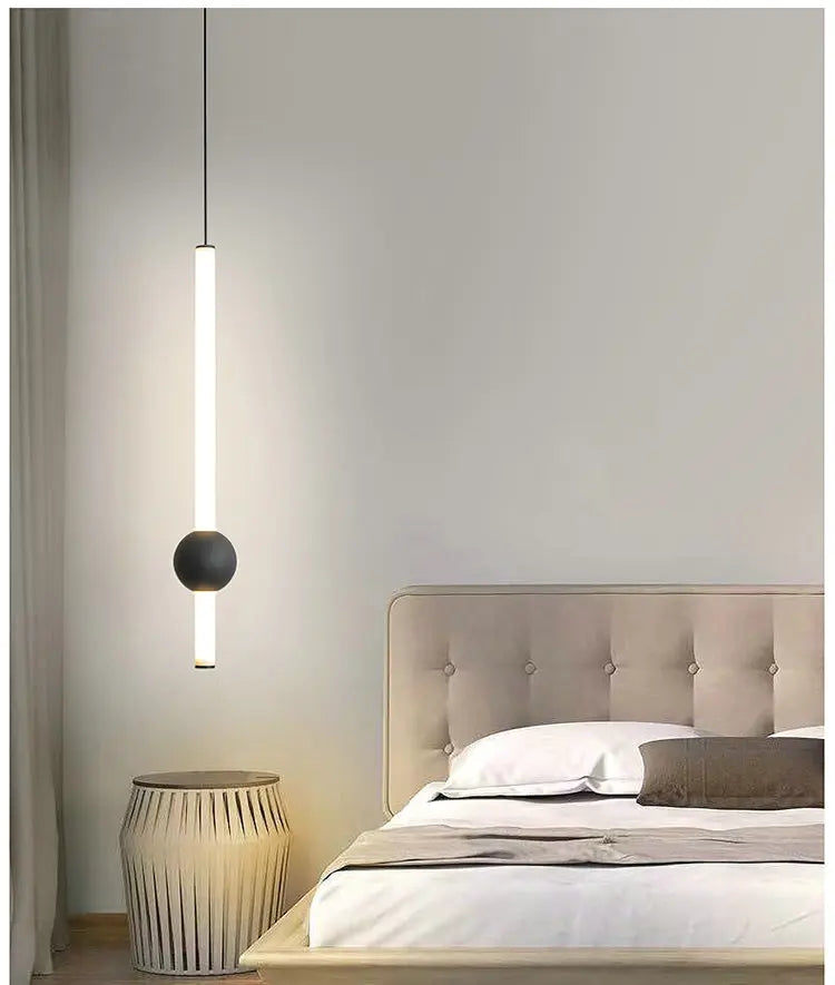 Afralia™ Modern Black White Acrylic Hanging Bedside Lamp Warm white Light