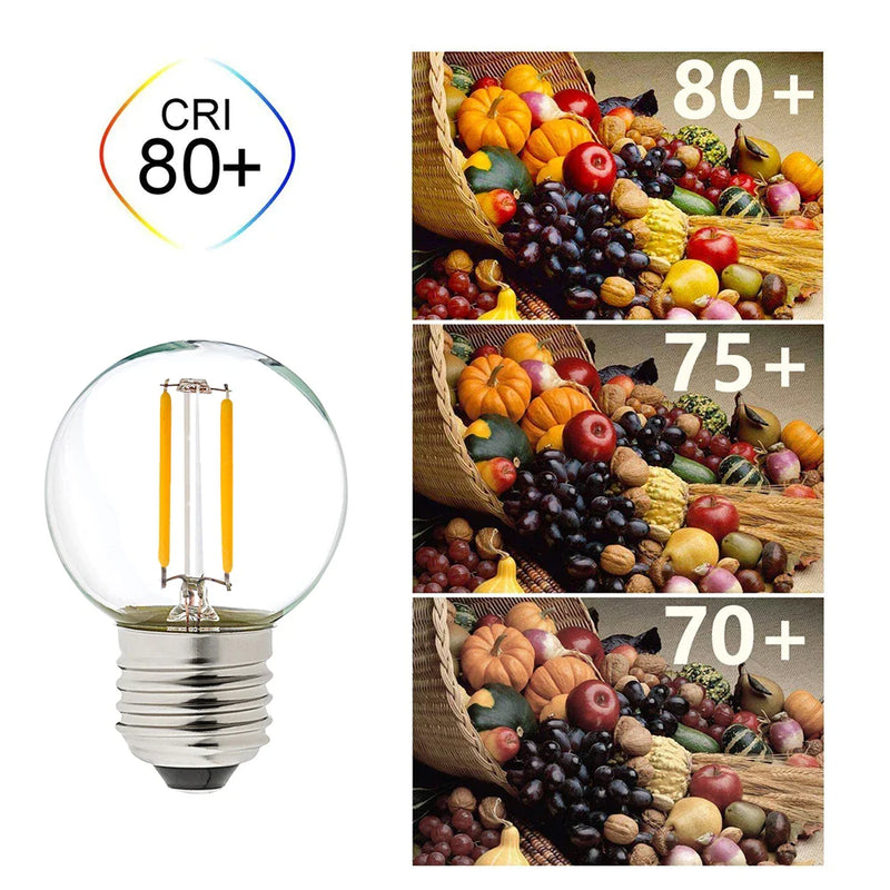 Afralia™ LED String Lights Retro Edison E27 Bulbs 2PCS G40 1W Warm White 2700K