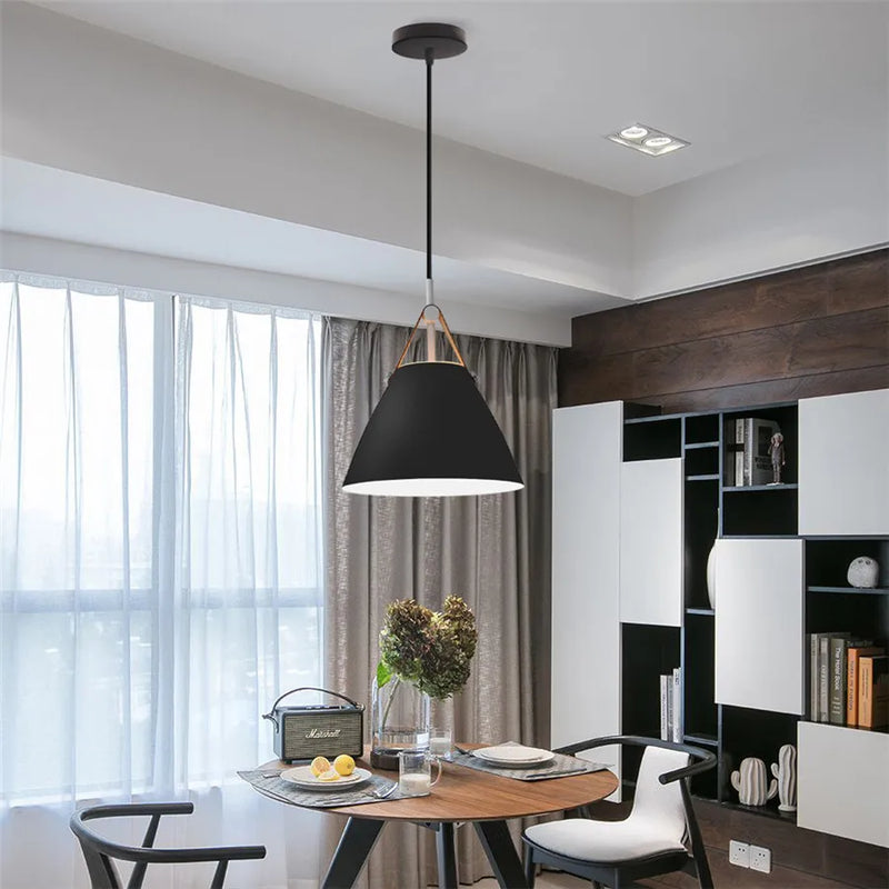 Afralia™ Nordic Modern Black Aluminum Pendant Chandelier for Bedroom Kitchen Decor