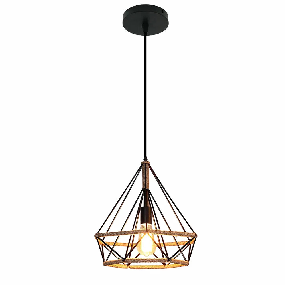 Afralia™ Black Metal Chandelier with E27 Edison Bulb Socket for Kitchen, Restaurant, Cafe