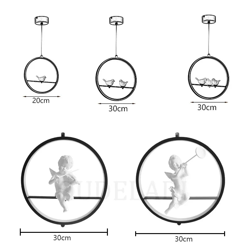 Afralia™ White Angel Pendant Lights for Modern Art Restaurant - LED Hanging Lamp