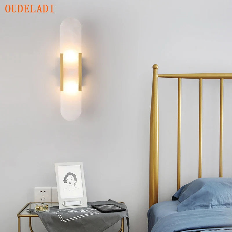 Afralia™ Marble Wall Lamps: Minimalist Nordic LED Mirror Light for Living Room Bedroom
