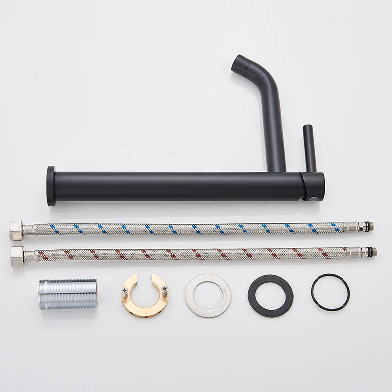 Afralia™ Matte Black/Gun Gray Sink Faucet: Single Handle Basin Mixer, Hot Cold Water Taps