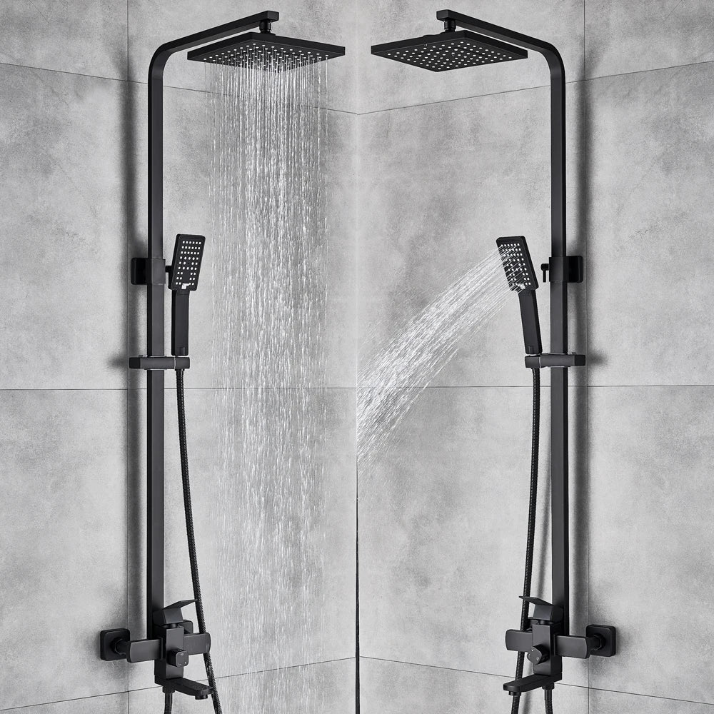 Afralia™ Shower Faucet Set with Rainfall Head, Wall Mounted Mixer System