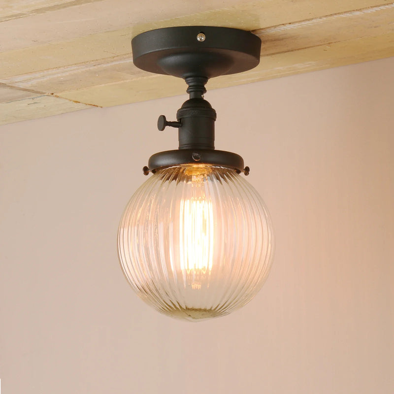 Afralia™ Glass Globe Semi Flush Mount Ceiling Light Fixture