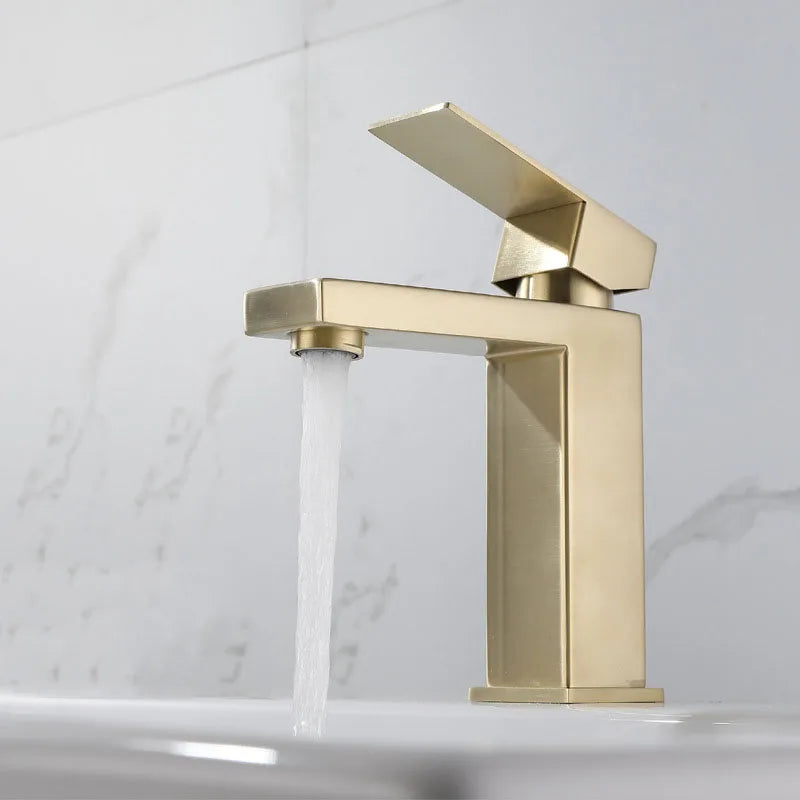 Afralia™ Stainless Steel Basin Faucet in Gold, Black, or Silver for Bathroom Sink