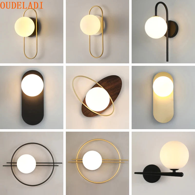 Afralia™ Glass Gold LED Wall Lamp for Chic Indoor Lighting