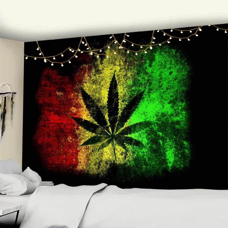 Afralia™ 3D Printed Maple Leaf Wall Hanging Tapestry for Boho Home Decor