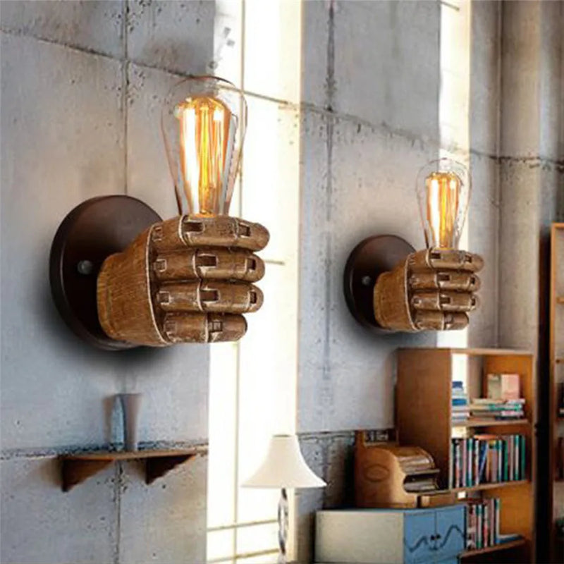 Afralia™ Resin Fist Wall Sconces Left Right Hand Bedroom Light Fixture Decor