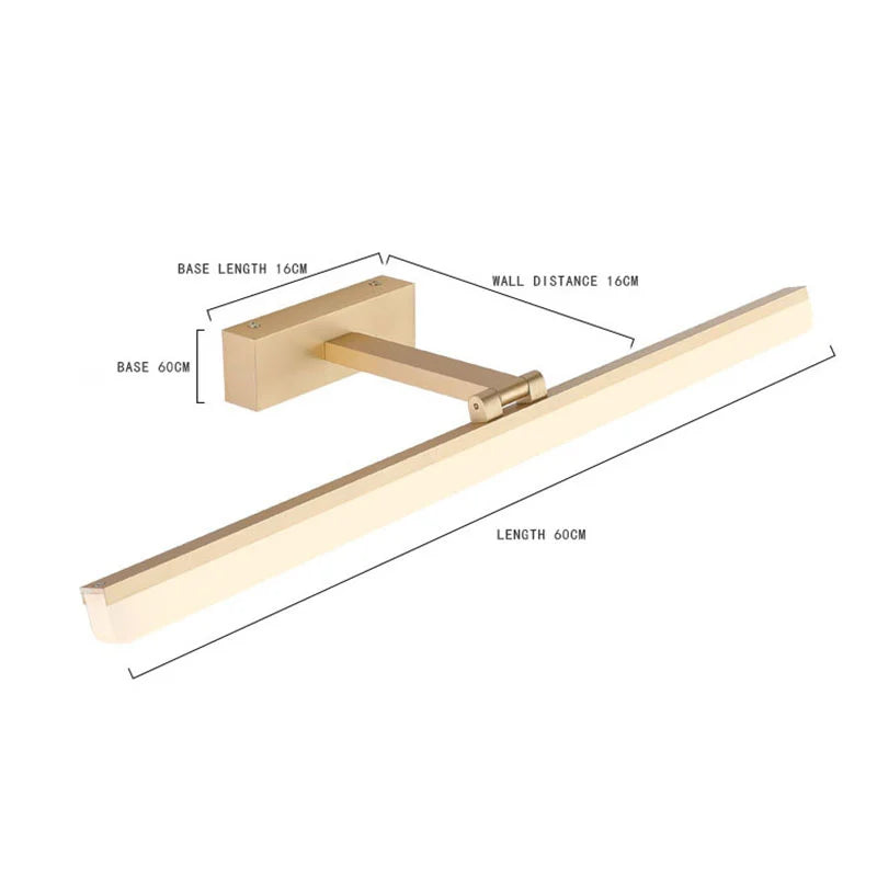 Afralia™ Acrylic Golden Mirror Cabinet Lamp 40CM for Bathroom, Bedroom, and Cosmestic Lighting