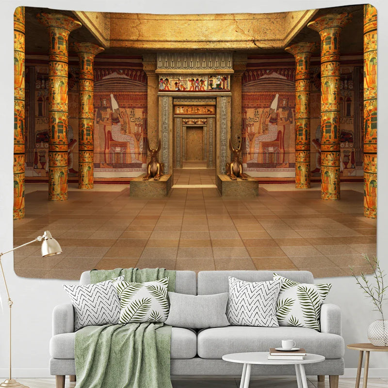 Afralia™ Egyptian Building Tapestry Wall Hanging for Bohemian Bedroom Decor