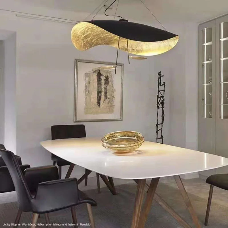 Afralia™ Gold Texture LED Pendant Light Fixture for Living Room & Bedroom Decor