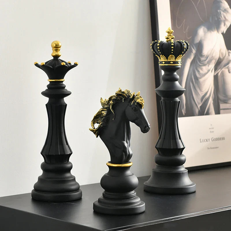 Afralia™ Retro Aesthetic Resin Chess Pieces Set for Home Decor and Board Games