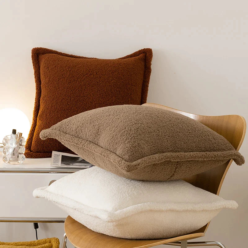 Afralia™ Soft Fleece Cushion Cover 45x45cm in Ivory Brown Coffee, Home Sofa Bed Decor