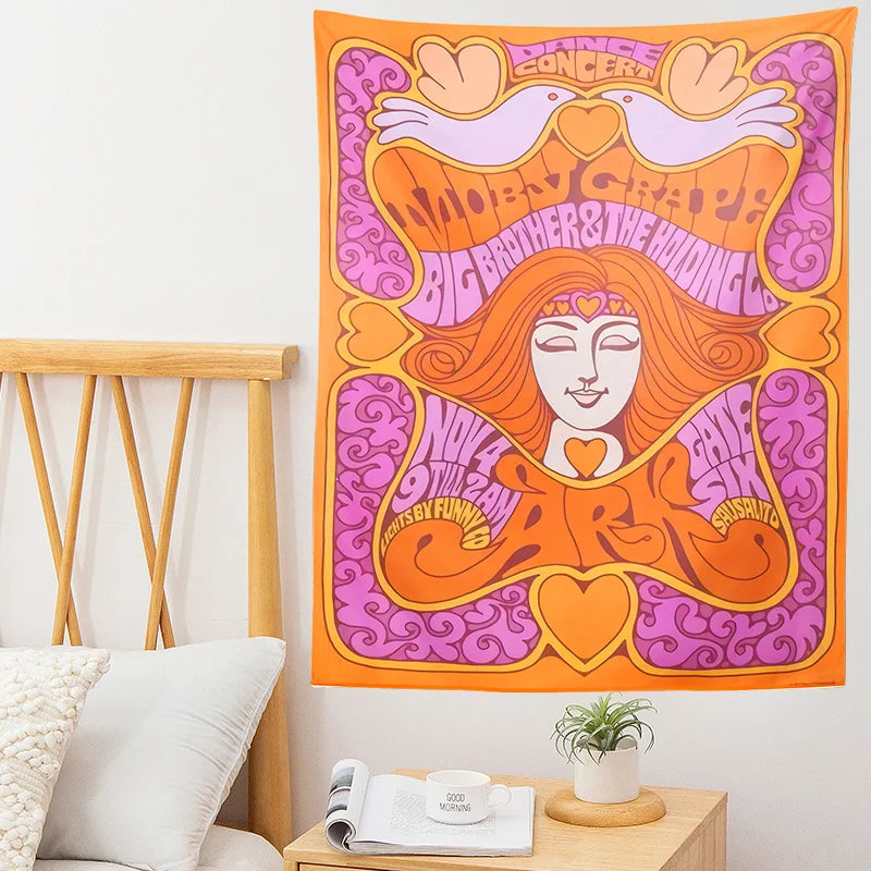 Afralia™ Retro Psychedelic Hippie Tapestry for Aesthetic Home Decor