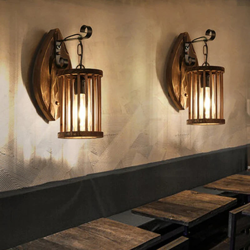 Afralia™ Wood Light Bar Sconce | Retro Industrial Style for Restaurant Aisle and Bedside