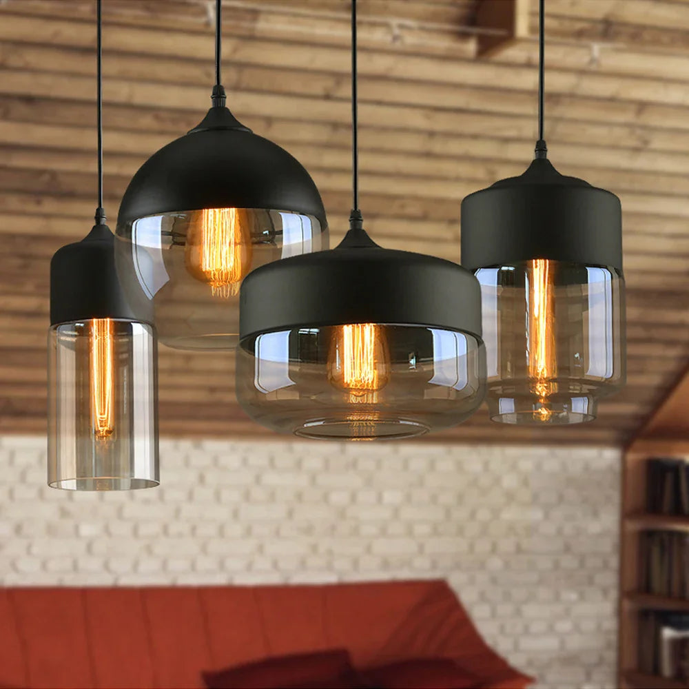 Afralia™ Modern Loft Glass Pendant Lamp LED Hanging Lights - Kitchen, Restaurant, Living Room