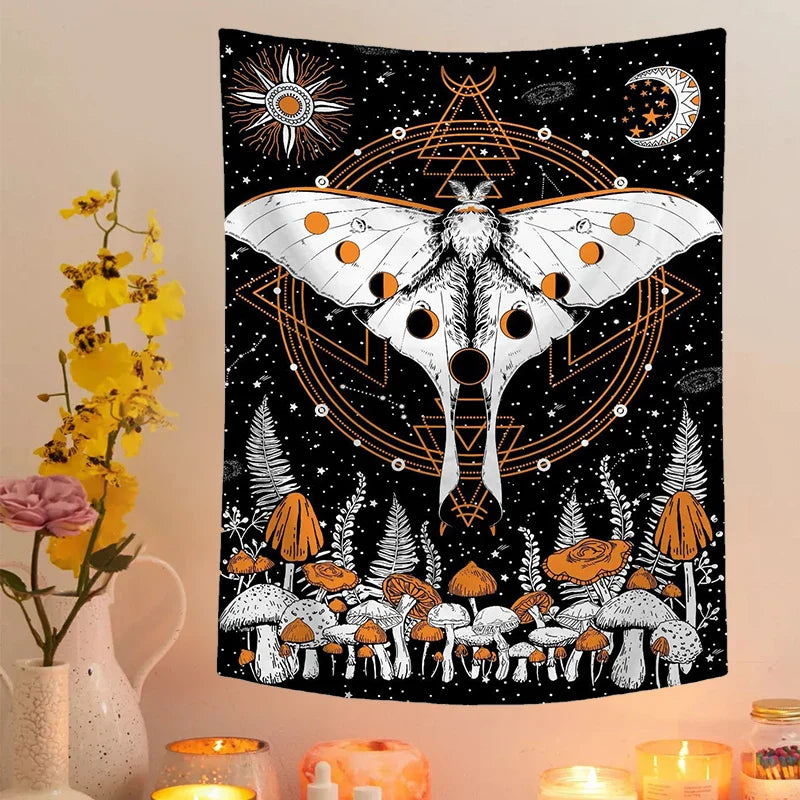 Afralia™ Moon Phase Celestial Star Tapestry for Room Decor