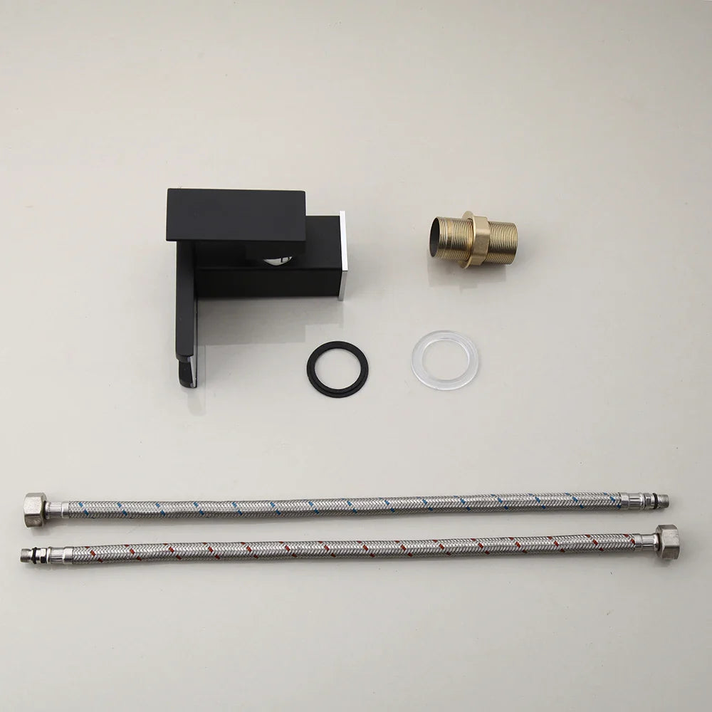 Afralia™ LED Waterfall Basin Faucet White & Black Mixer Tap Deck Mount Solid Brass