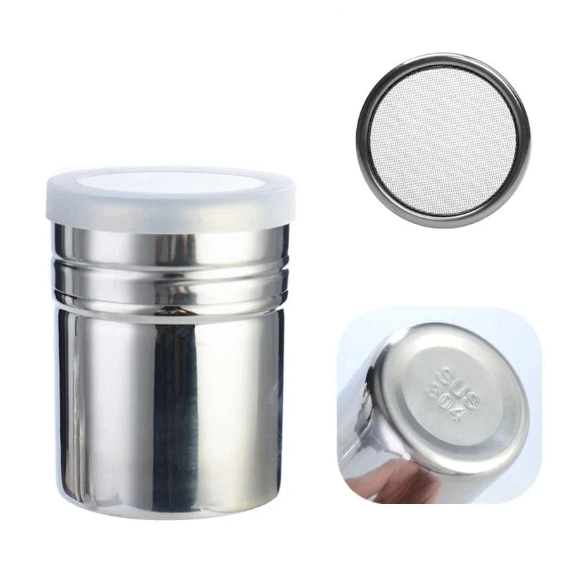 Afralia™ Stainless Steel Powder Shaker for Coffee Cocoa Powder with Lid