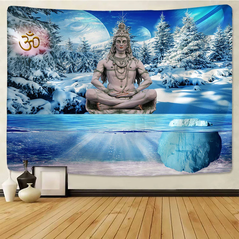 Afralia™ Buddhism Wall Hanging Tapestry Blanket Rug for Beach, Picnic, Camping