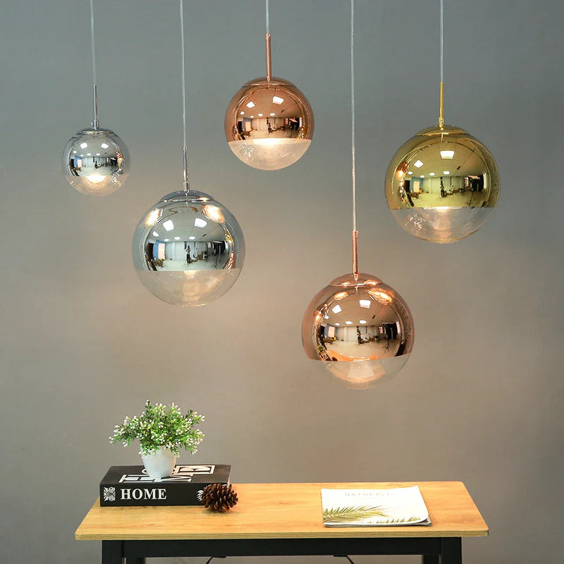 Afralia™ Gold Glass Ball LED Pendant Light for Bedroom, Living Room - Modern Art Hanging Lamp