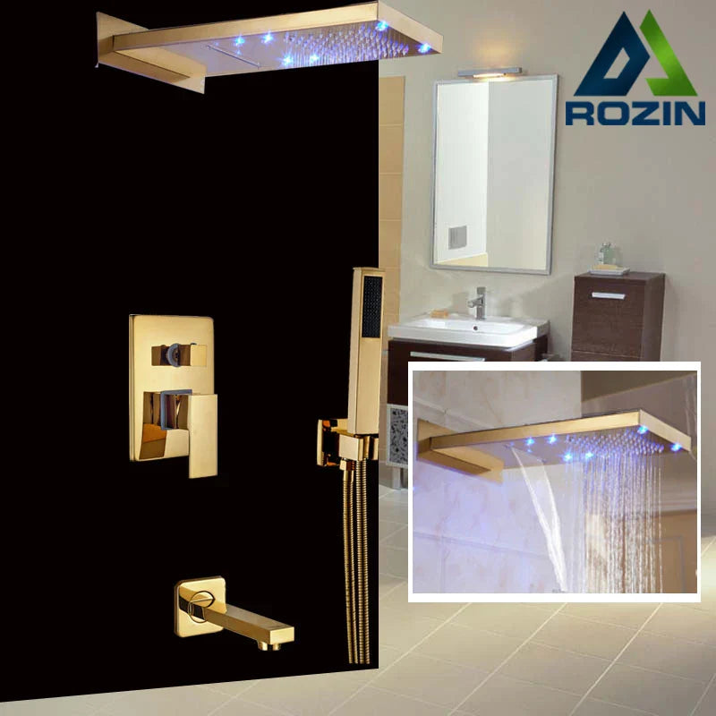 Afralia™ Golden 3-ways Shower Faucet Wall Mounted Mixer with Plastic Handshower