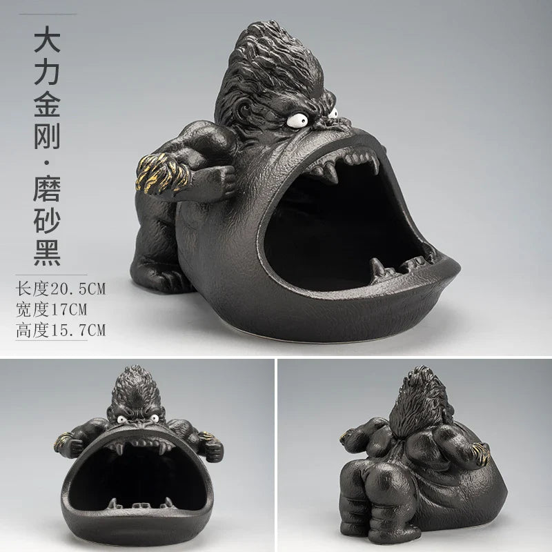 Afralia™ Gorilla Ceramic Ashtray: Cartoon Animal Decor & Gift