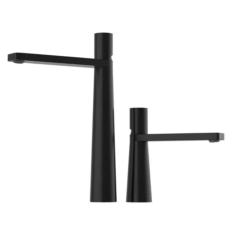 Afralia™ Basin Faucet: Black/Grey Brass Bathroom Mixer Tap, Single Handle Hot Cold Lavatory