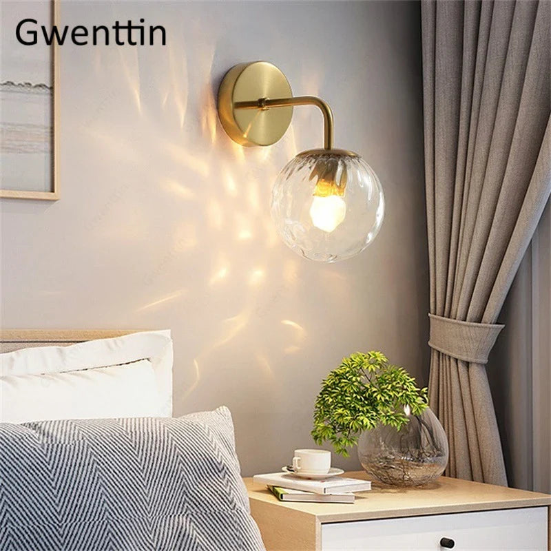 Afralia™ Gold Glass Ball Wall Lamp | Nordic Mirror Sconce Indoor Lighting