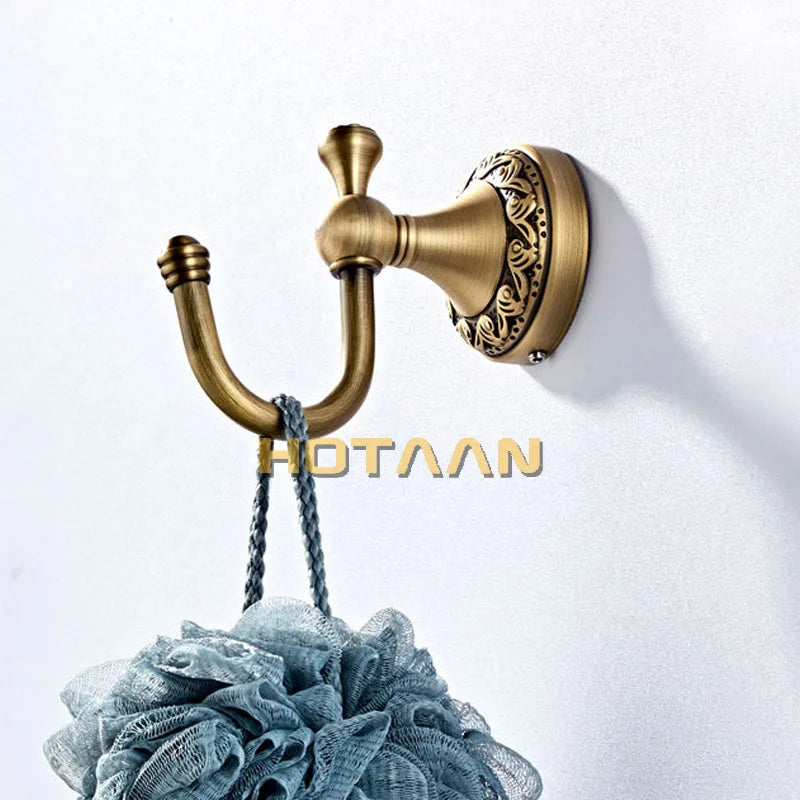 Afralia™ Solid Brass Robe Hook in Antique Brass Finish for Bathroom - YT-12602-J