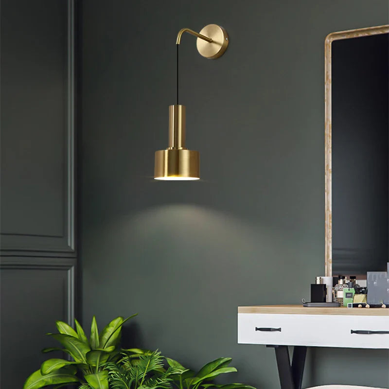 Afralia™ Modern Black Gold Adjustable Wall Lamp Sconce for Indoor Reading E27