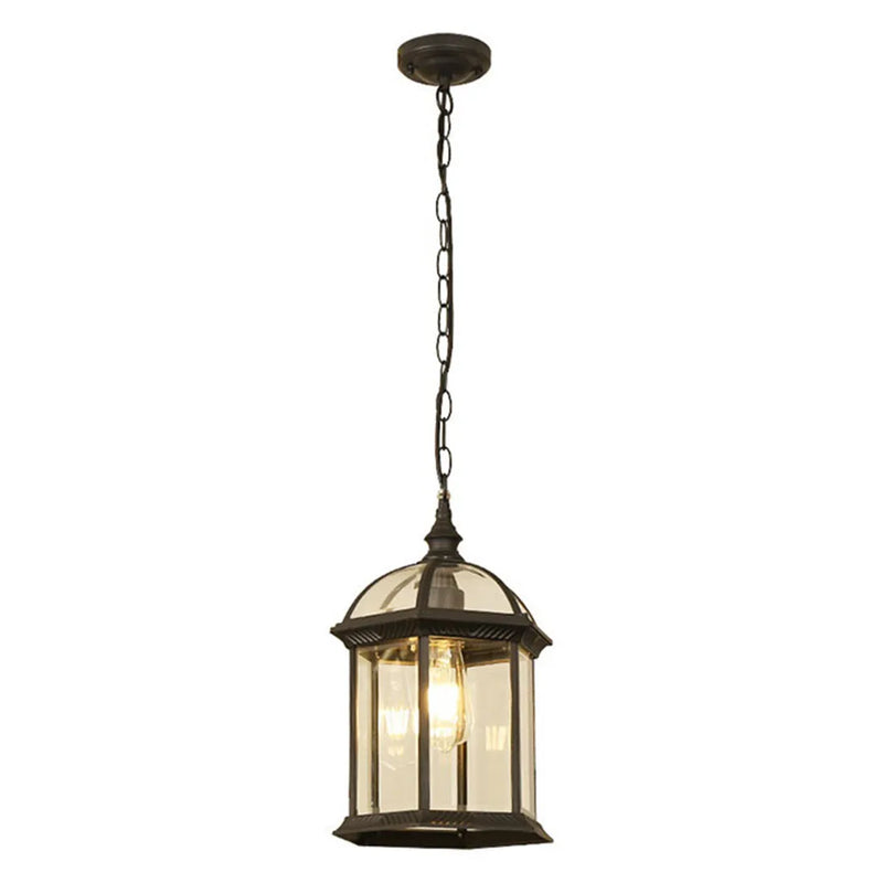 Afralia™ Black Rustic Outdoor Hanging Lantern Light with Clear Glass Flush Mount Fixture