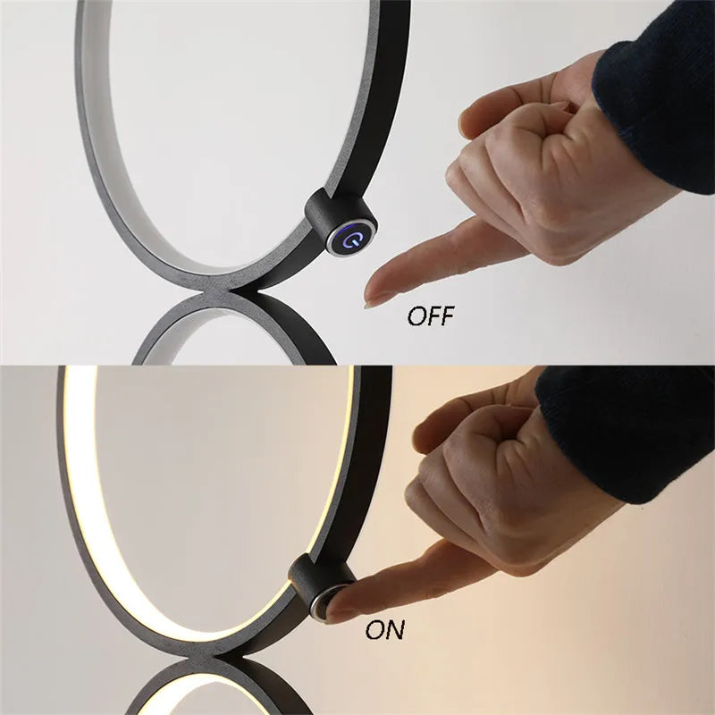 Afralia™ Ring Touch LED Floor Lamp for Modern Art Interior Decor