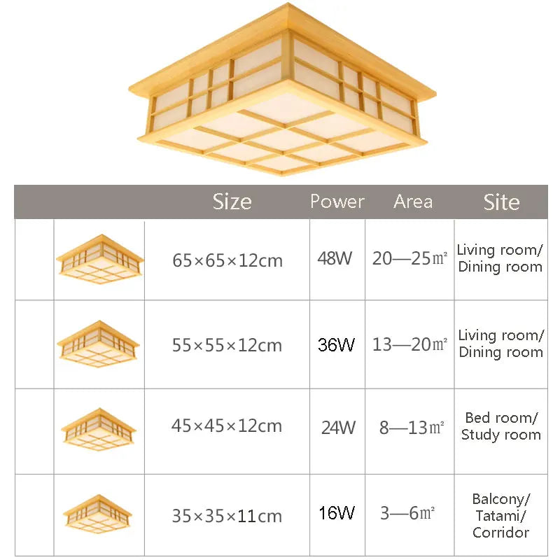 Afralia™ Japanese Tatami Wood Ceiling Light LED, Dining Bedroom Study Room Lighting