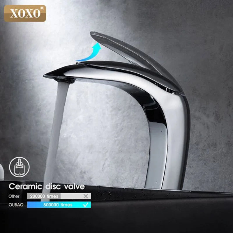 Afralia™ Chrome Black Bathroom Basin Faucet Hot Cold Mixer Tap Single Hole