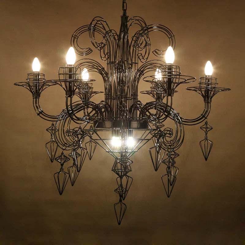 Afralia™ Iron Baroque E14 LED Chandelier Suspension Lighting for Foyer