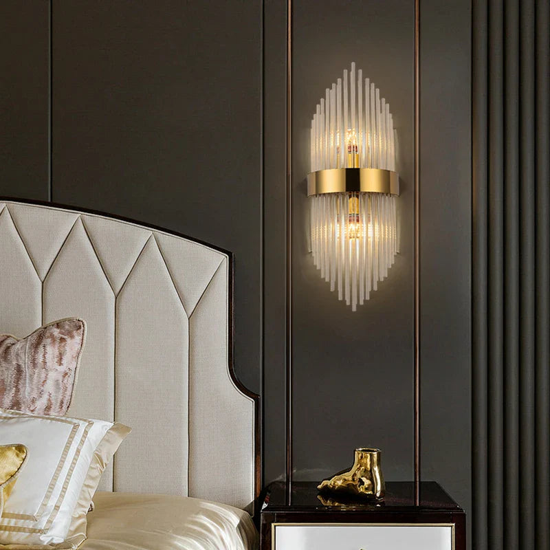 Afralia™ Chrome Gold Crystal LED Wall Sconce - Designer Wall Light for Bedroom & Corridor