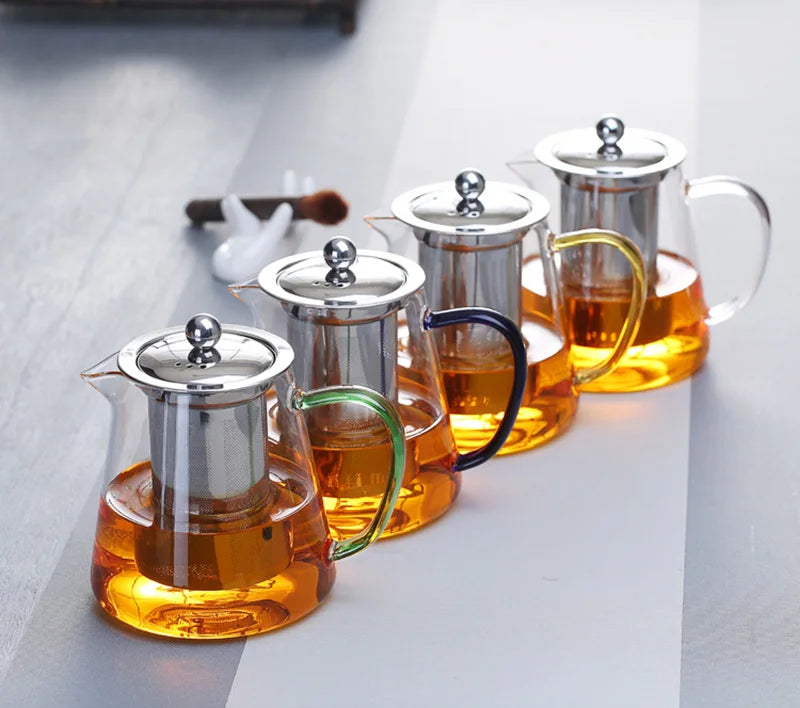 Afralia™ Glass Teapot 550ml: Heat-resistant, Direct Fire Heating, Strainer Filter, Coffee Pot