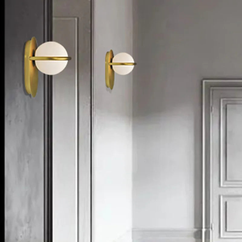 Afralia™ Glass Ball Gold Wall Light Sconce | Modern Nordic Bedside Indoor Lamp